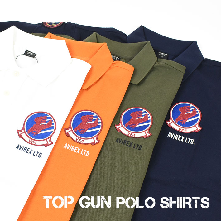 AVIREX セール！ アビレックス 半袖ポロシャツ TOP GUN FLAG