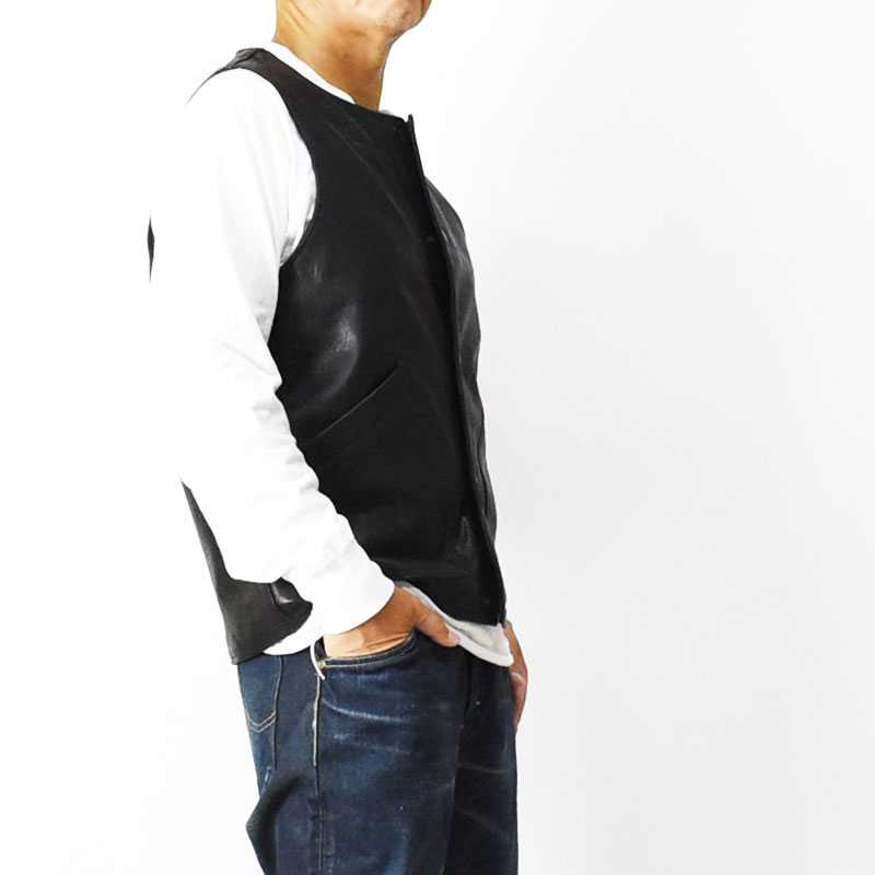 HOUSTON（ヒューストン） LAMB LEATHER VEST ラムレザー ベスト