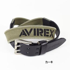 AVIREX アビレックス ダブルピン レザー x コットン コンビネーションベルト ミリタリー 日...