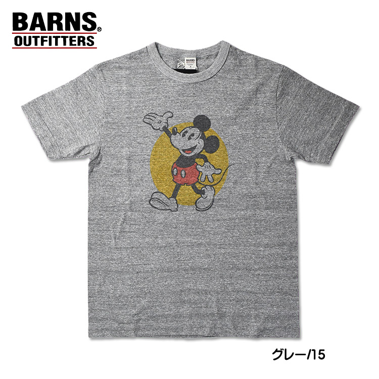 BARNS x Mickey Mouse 吊り編み ミッキーマウス 半袖Tシャツ Tsuri-Ami...