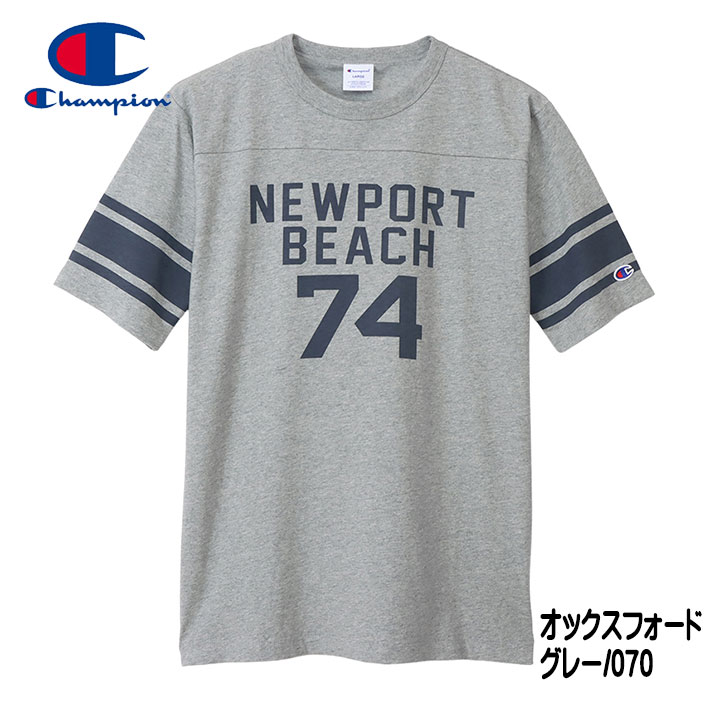 Champion チャンピオン プリント 半袖Tシャツ USA コットン カレッジプリント ライン ...