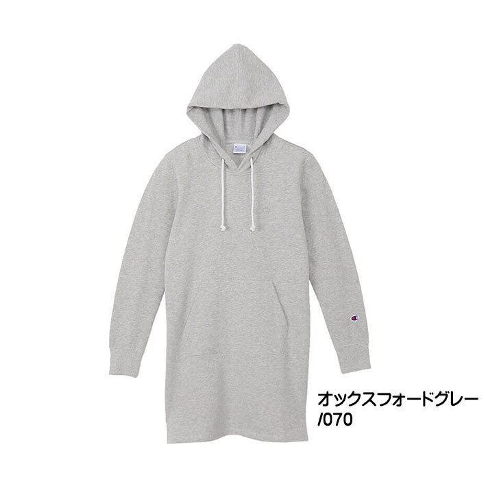 Champion チャンピオン レディース フーデッドスウェットシャツ ロングパーカー フード ワンピース ワンポイント 無地 UV CUT CW-U109｜sanshin｜03