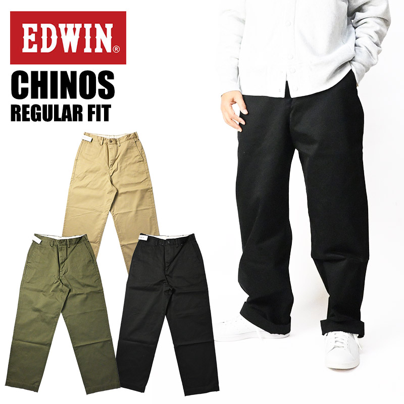 KHAKIS EDWIN エドウィン ノータックチノ レギュラーフィット