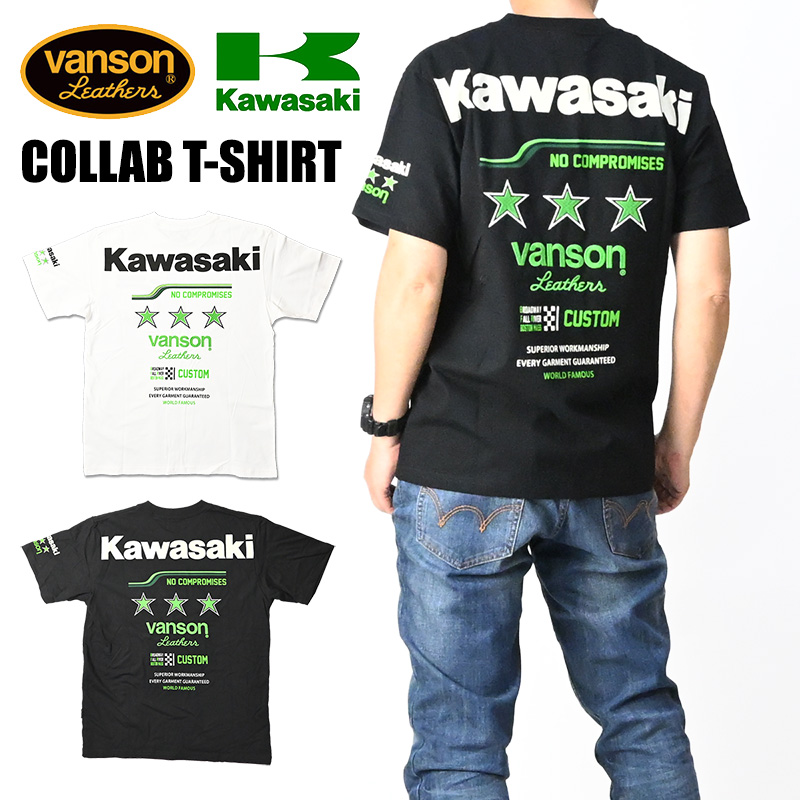 VANSON（バンソン） VANSON x KAWASAKI x カワサキ コラボ 半袖 T