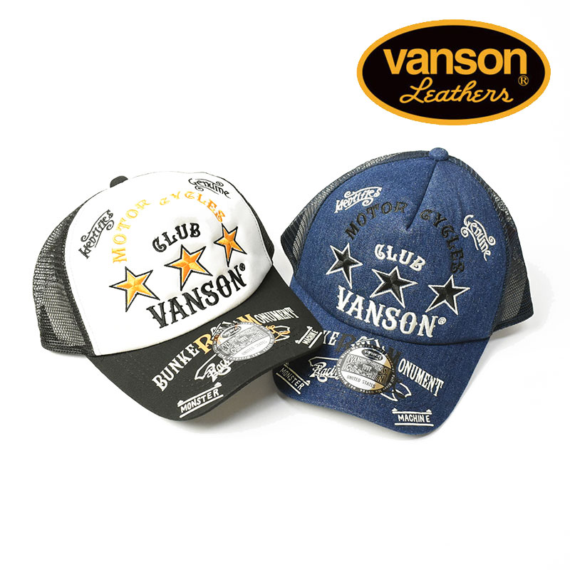 VANSON バンソン 刺繍 メッシュキャップ スリースター 帽子