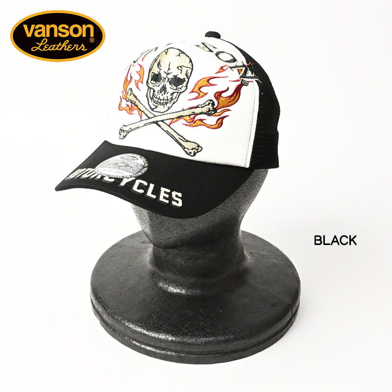 VANSON（バンソン） 刺繍 メッシュキャップ CROSS BONE SKULL クロス
