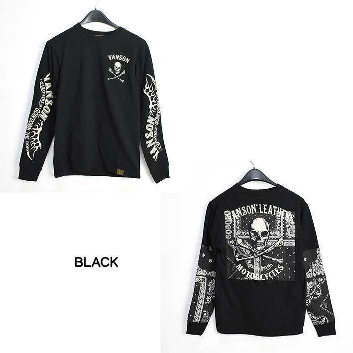 VANSON バンソン 長袖Tシャツ PAISLEY SKULL ペイズリースカル 