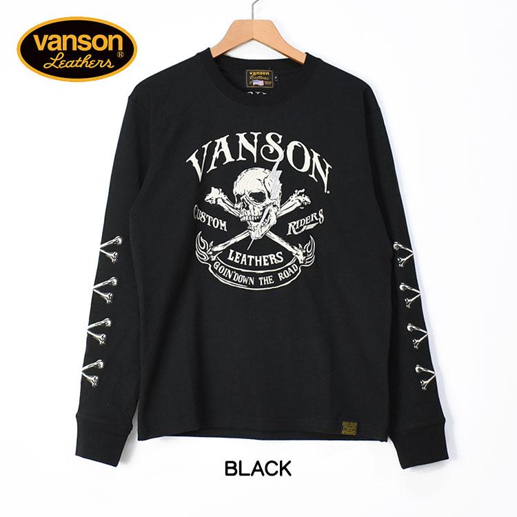 VANSON バンソン 長袖Tシャツ CROSS BONE SKULL クロスボーン スカル 刺繍 Tシャツ メンズ NVLT-2402｜sanshin｜02