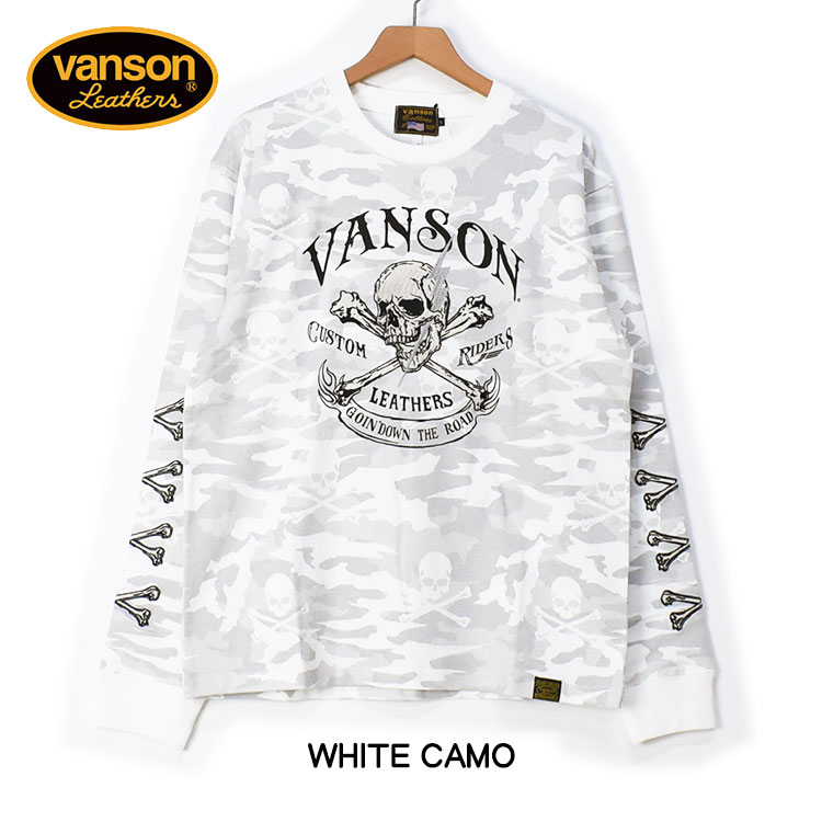 VANSON バンソン 長袖Tシャツ CROSS BONE SKULL クロスボーン スカル 刺繍 ...