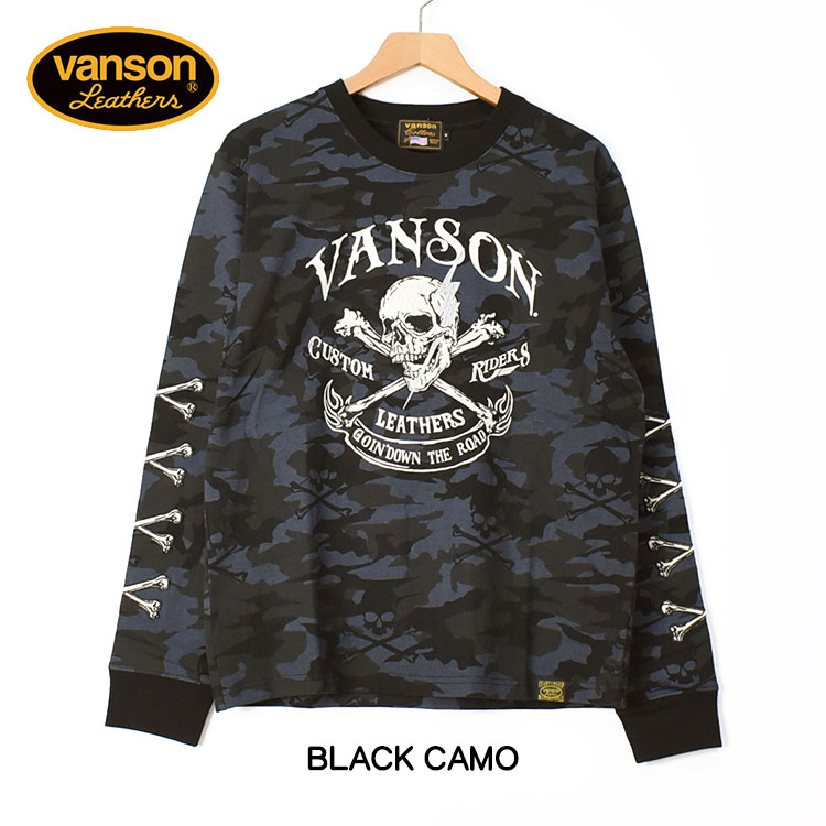 VANSON バンソン 長袖Tシャツ CROSS BONE SKULL クロスボーン スカル 刺繍 ...