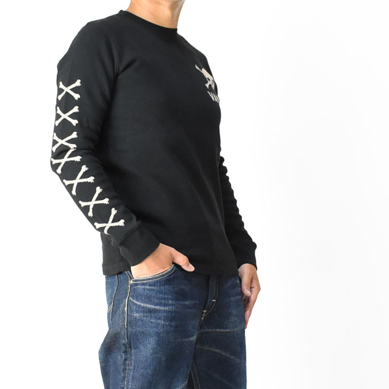 VANSON（バンソン） サーマル 長袖Tシャツ CROSS BONE SKULL クロス