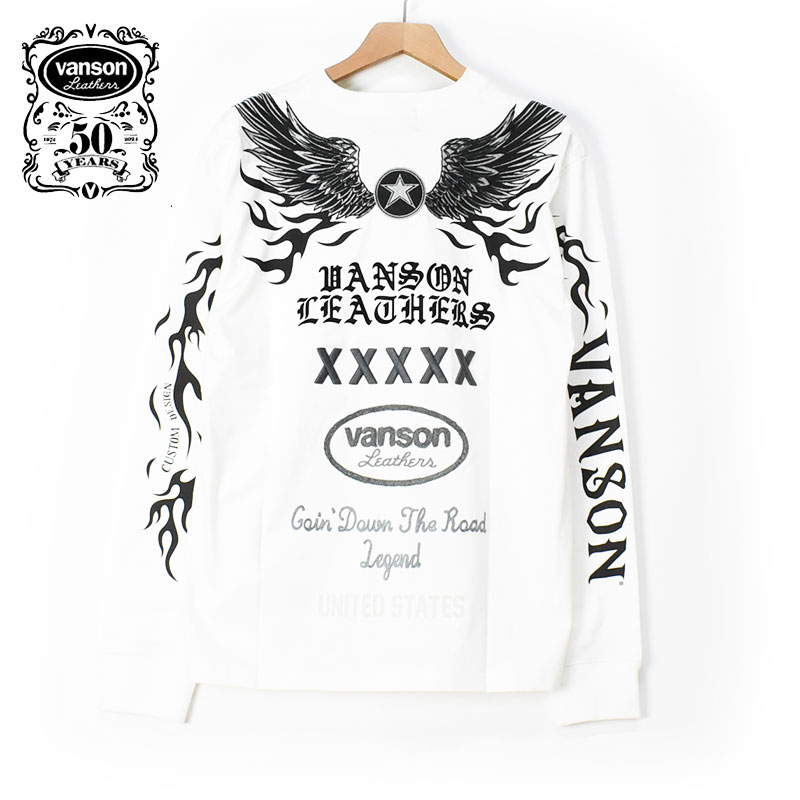 VANSON（バンソン） 50周年記念モデル Tシャツ 刺繍 長袖Tシャツ