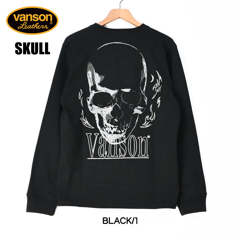VANSON バンソン 長袖 Tシャツ SKULL スカル 刺繍 メンズ NVLT