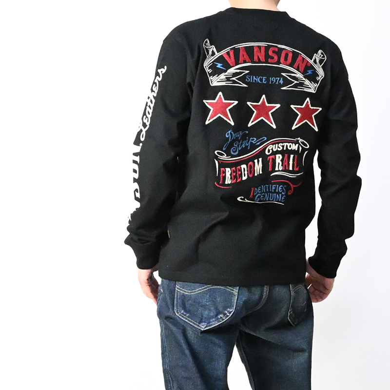 VANSON（バンソン） 長袖 Tシャツ TRIPLE STARS スター 星 ロゴ