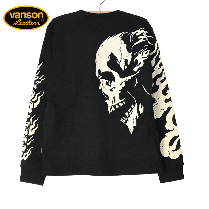 VANSON（バンソン） 長袖Tシャツ SKULL スカル ロンT 刺繍 プリント