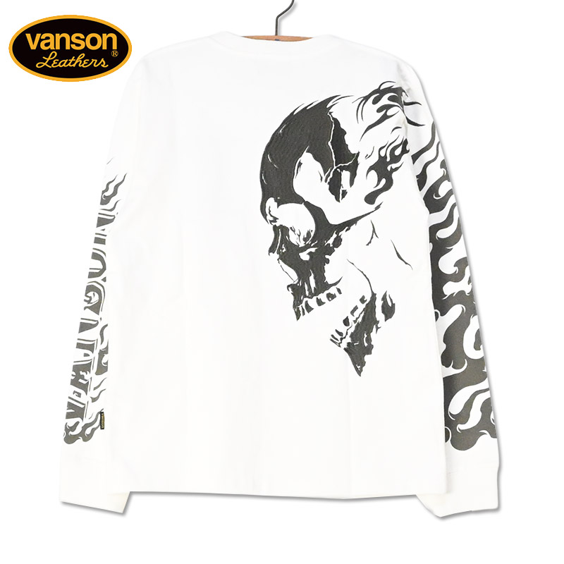 VANSON（バンソン） 長袖Tシャツ SKULL スカル ロンT 刺繍 プリント