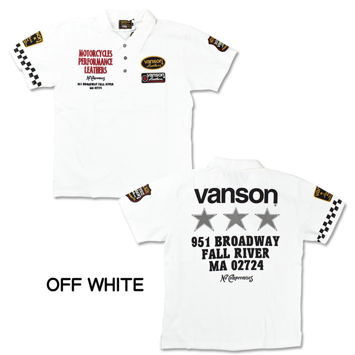 VANSON バンソン 半袖ポロシャツ TRIPLE STARS トリプルスター 刺繍