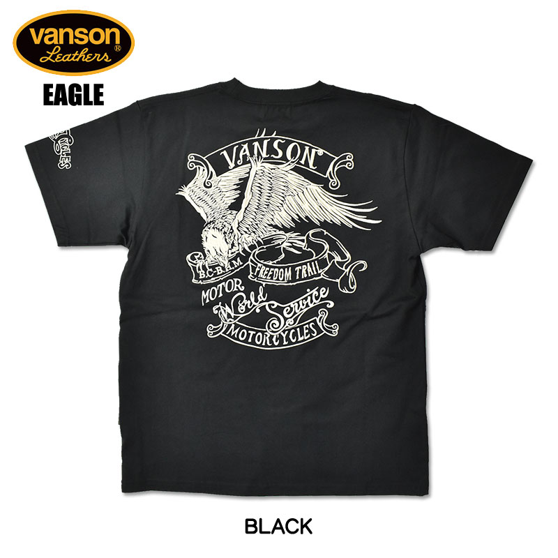 VANSON（バンソン） 半袖 Tシャツ EAGLE イーグル 刺繍 プリント