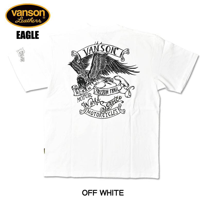 VANSON（バンソン） 半袖 Tシャツ EAGLE イーグル 刺繍 プリント