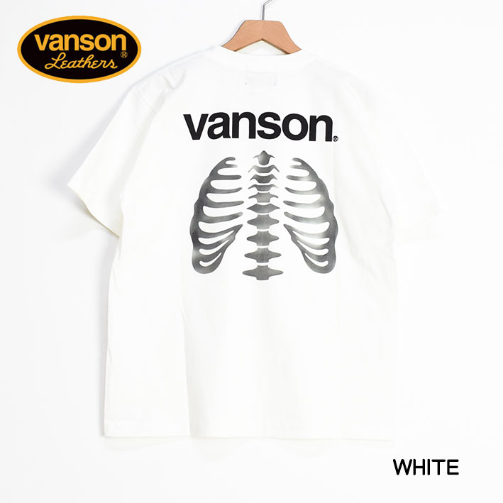 VANSON バンソン 半袖Tシャツ BONE ボーン プリント ワッペン メンズ NVST-231...