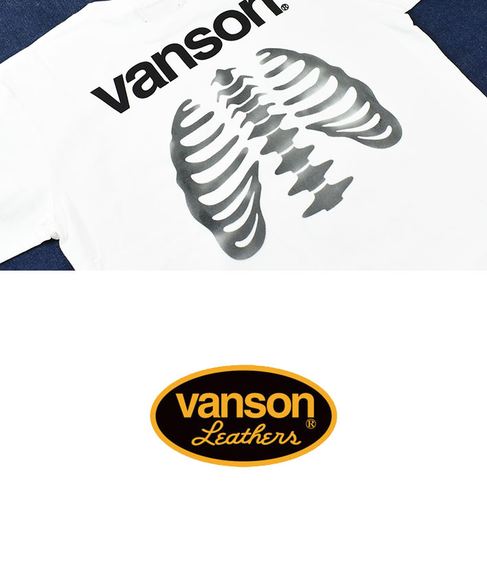 希少 USA製Vanson バンソン ロンTカットソーサイズMボーンプリント ブランド別,VANSON／バンソン,長袖Tシャツ | Motobluez Web