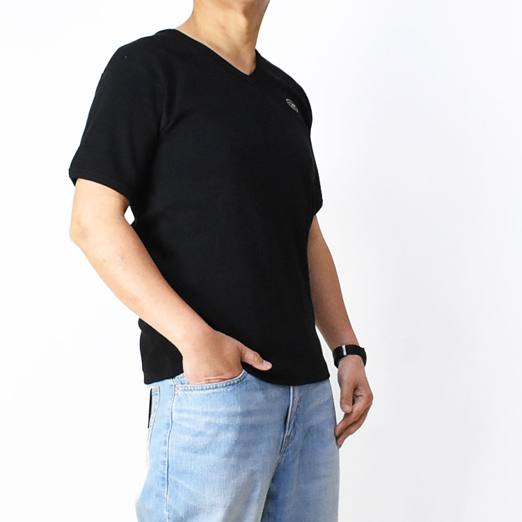 VANSON（バンソン） テレコ Vネック 半袖Tシャツ ONE POINT ワン