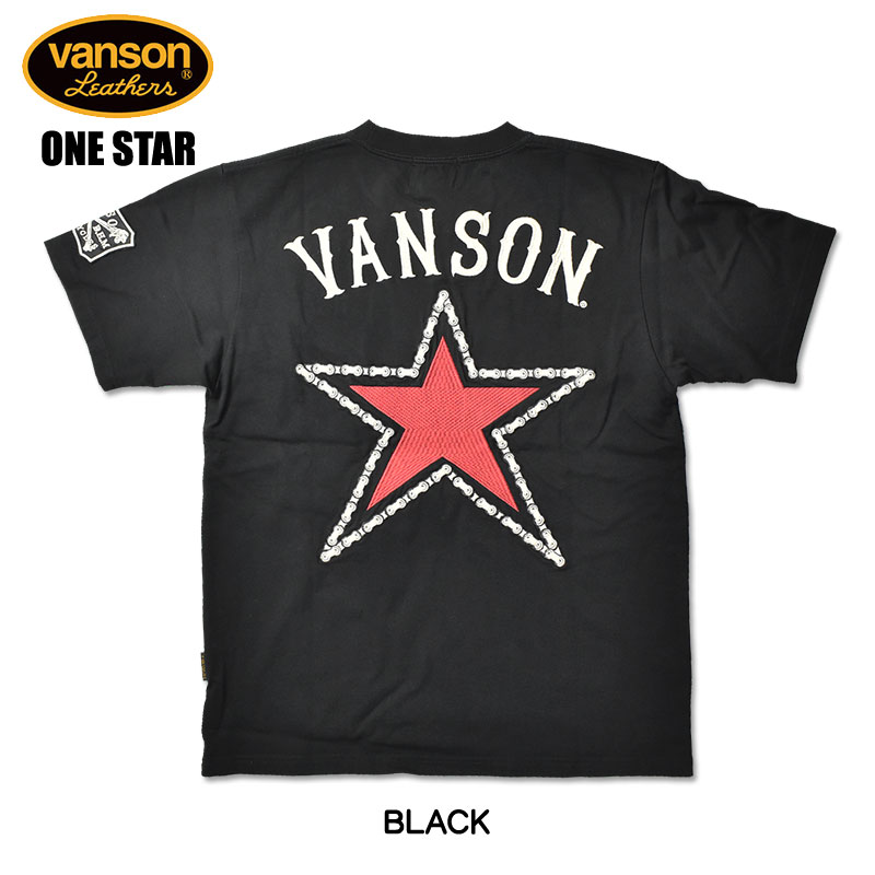 VANSON（バンソン） 半袖 Tシャツ ONE STAR ワンスター 刺繍 プリント