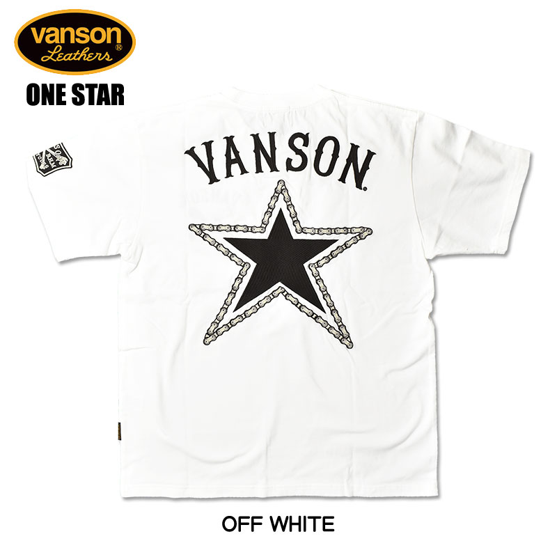 VANSON（バンソン） 半袖 Tシャツ ONE STAR ワンスター 刺繍 プリント