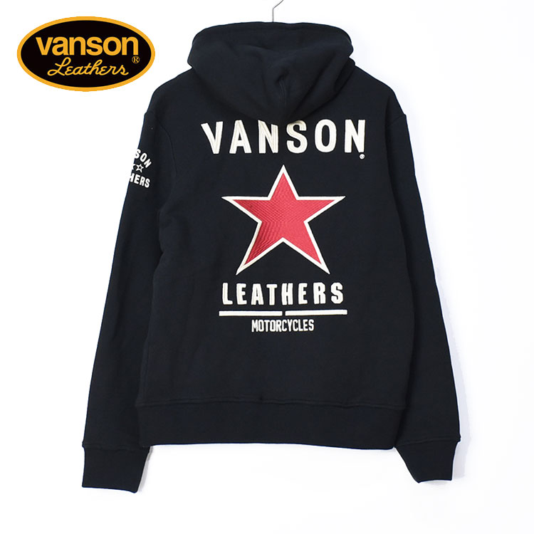 VANSON バンソン フルジップパーカー ONE STAR ワンスター 刺繍 メンズ スウェットパ...