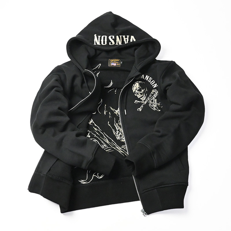 VANSON（バンソン） フルジップ パーカー SKULL スカル 刺繍
