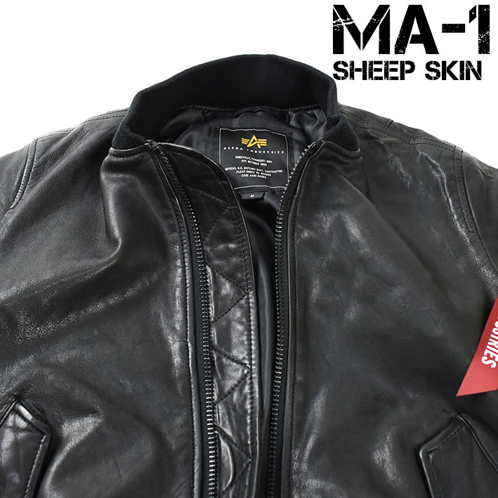 ALPHA アルファ レザー MA-1 MA1 SHEEP SKIN 革ジャン フライトジャケット メンズ TA1632-201