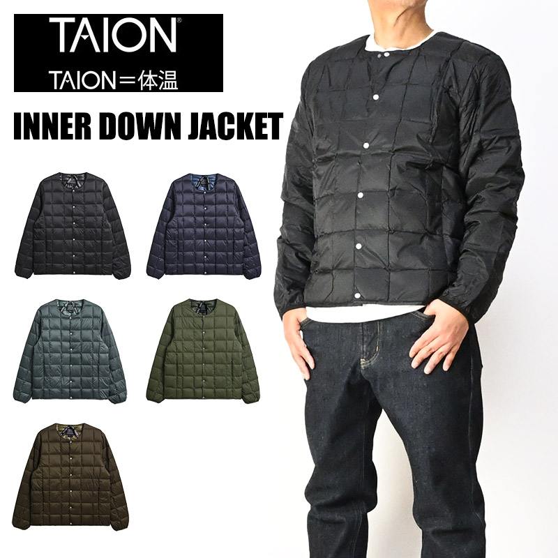 TAION（タイオン） ベーシック クルーネックボタン インナー ダウン 