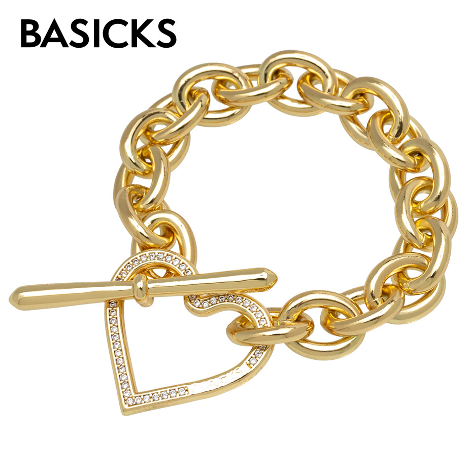 BASICKS ベイシックス ブランド ブレスレット レディース メンズ おしゃれ かわいい 可愛い 真鍮 チェーン チャーム ハート クロス アクセサリー_1