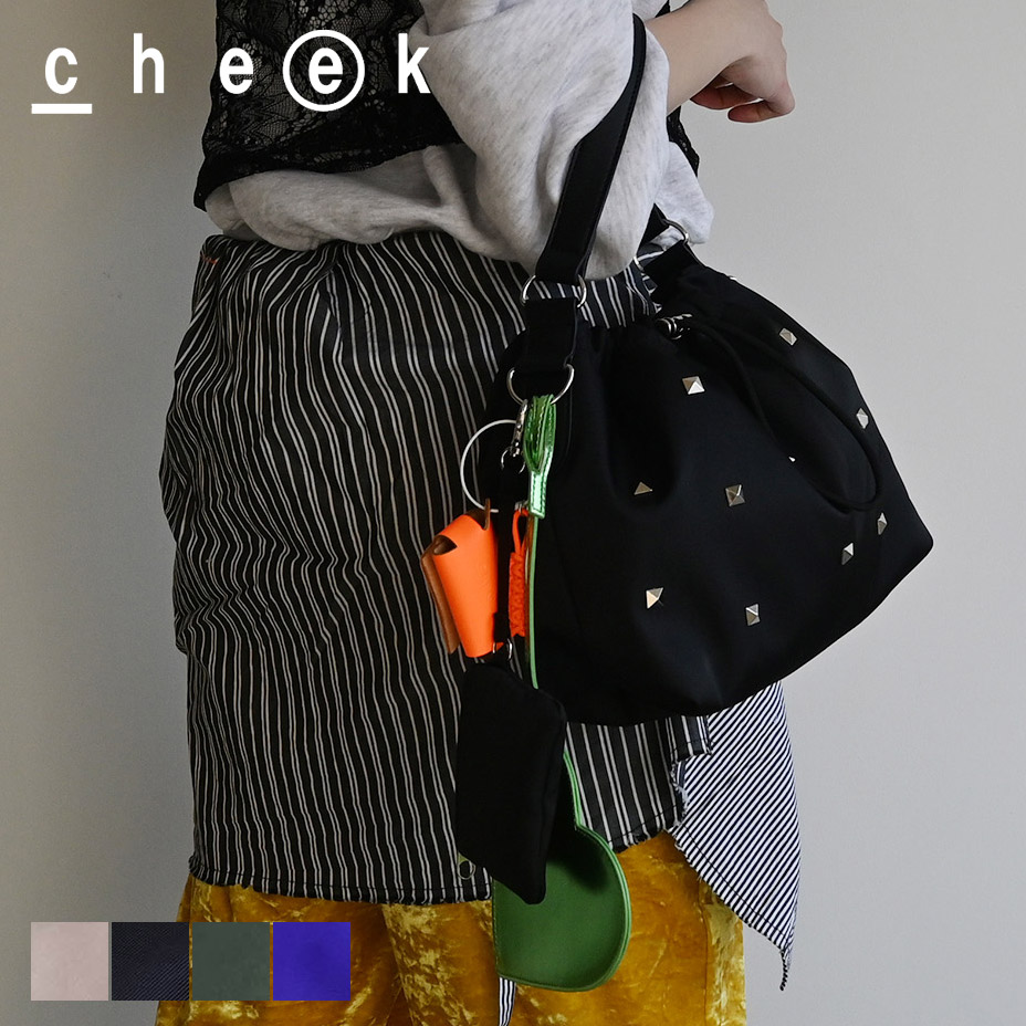 cheek バッグ 巾着バッグ ショルダー レディース 2way 巾着 無地 
