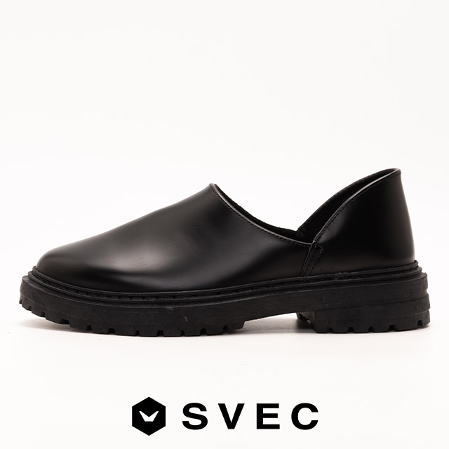 SVEC（シュベック） スリッポン スニーカー メンズ 黒 厚底 カジュアル
