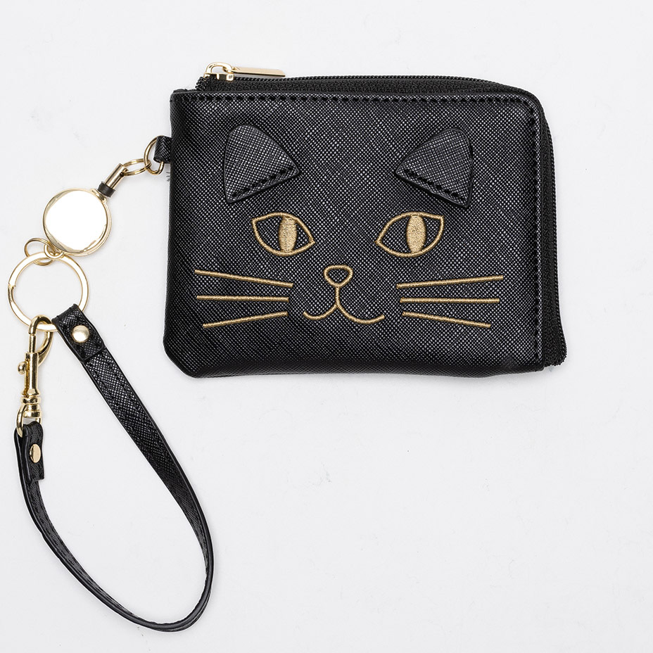 undercover 猫刺繍 レザーケース 新品未使用 パスケース リール付き レディース 定期入れ ID IC カード入れ カード