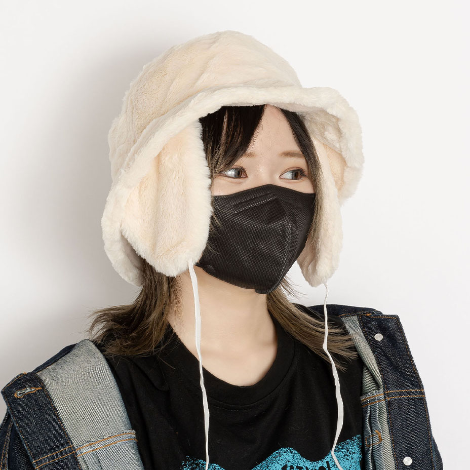 バケットハット 帽子 バケハ ハット 耳当て付き イヤーマフ ファー