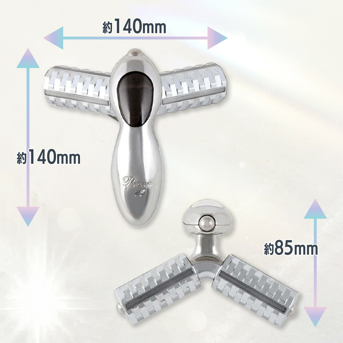 santasan Prona お風呂で使える 防水機能付き マイクロカレント 美顔ローラー 商品サイズ