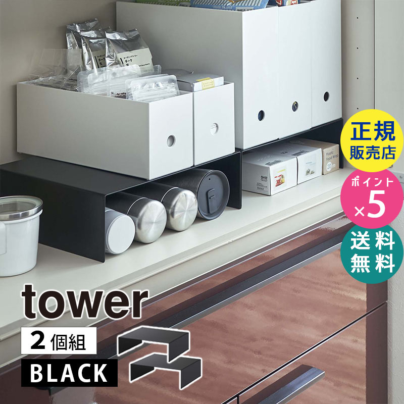 YAMAZAKI (山崎実業) tower タワー 収納ボックス下ラック 2個組 ブラック 5567 05567-5R2