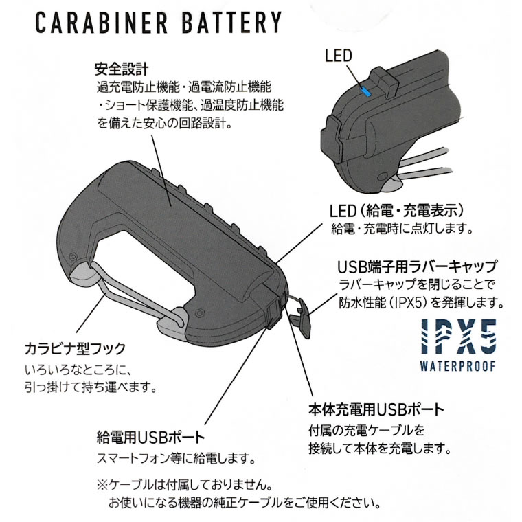 モバイルバッテリー カラビナ型 フック付き COYOTE コヨーテ 3000mAh CARABINER BATTERY SINGLE スマホ 充電  アウトド CRB-003 AMPERSAND(アンパサンド) :CRB-003:雑貨・Outdoor サンテクダイレクト - 通販 -  Yahoo!ショッピング