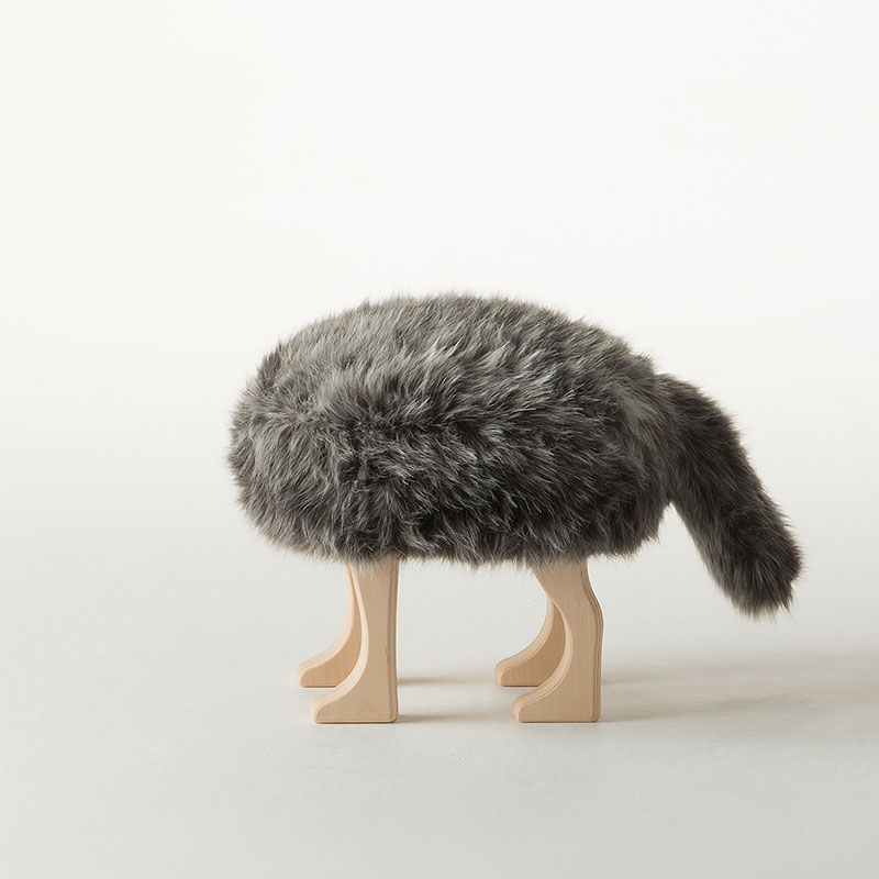 アニマル スツール ウルフグレーミックス S Animal Stool フェイク