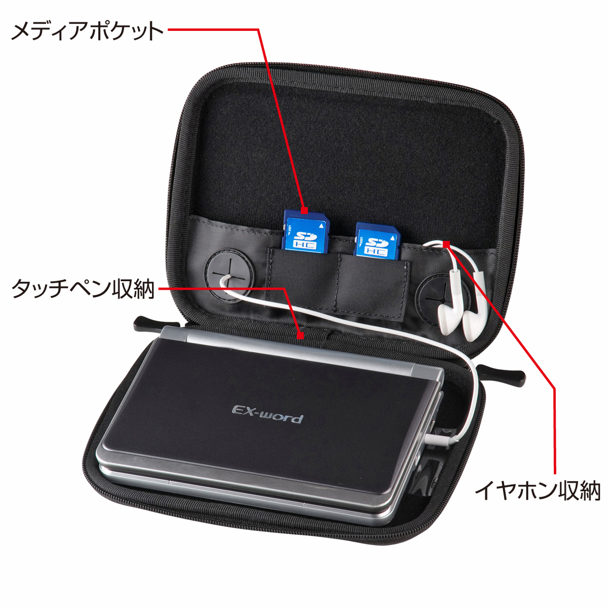 セミハード電子辞書ケース(ブラック) PDA-EDC31BK SANWA SUPPLY (サンワサプライ) | SANWA SUPPLY | 02