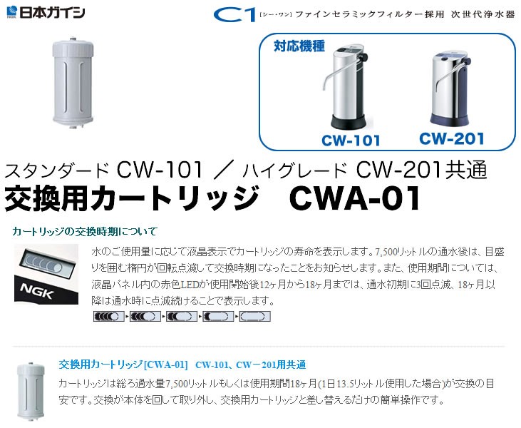 CWA-01 日本ガイシ NGK 浄水器交換用カートリッジ C1 シーワン CW-101