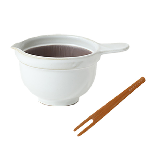 即納最大半額 かもしか道具店 なっとうバチ なっとうのまぜ棒 (セット) すりばち 竹 すり鉢 納豆 国産 片口 納豆鉢 陶器 なっとう鉢 小鉢 萬古焼  天然 日本製 食器