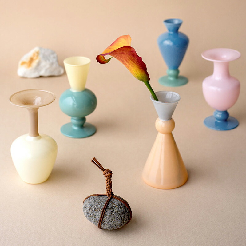 天然石　フラワーベース　オブジェ　花器　水石　　 2個セット　アノニマス　花瓶 amabro（アマブロ） TWO TONE SERIES MINI VASE TWO TONE ミニベース