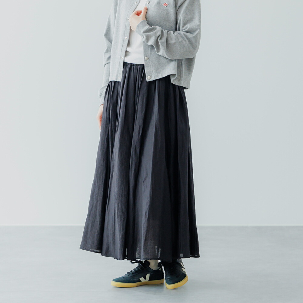 SALE 25％OFF 裾切替タックスカート ロングスカート ウエストゴム