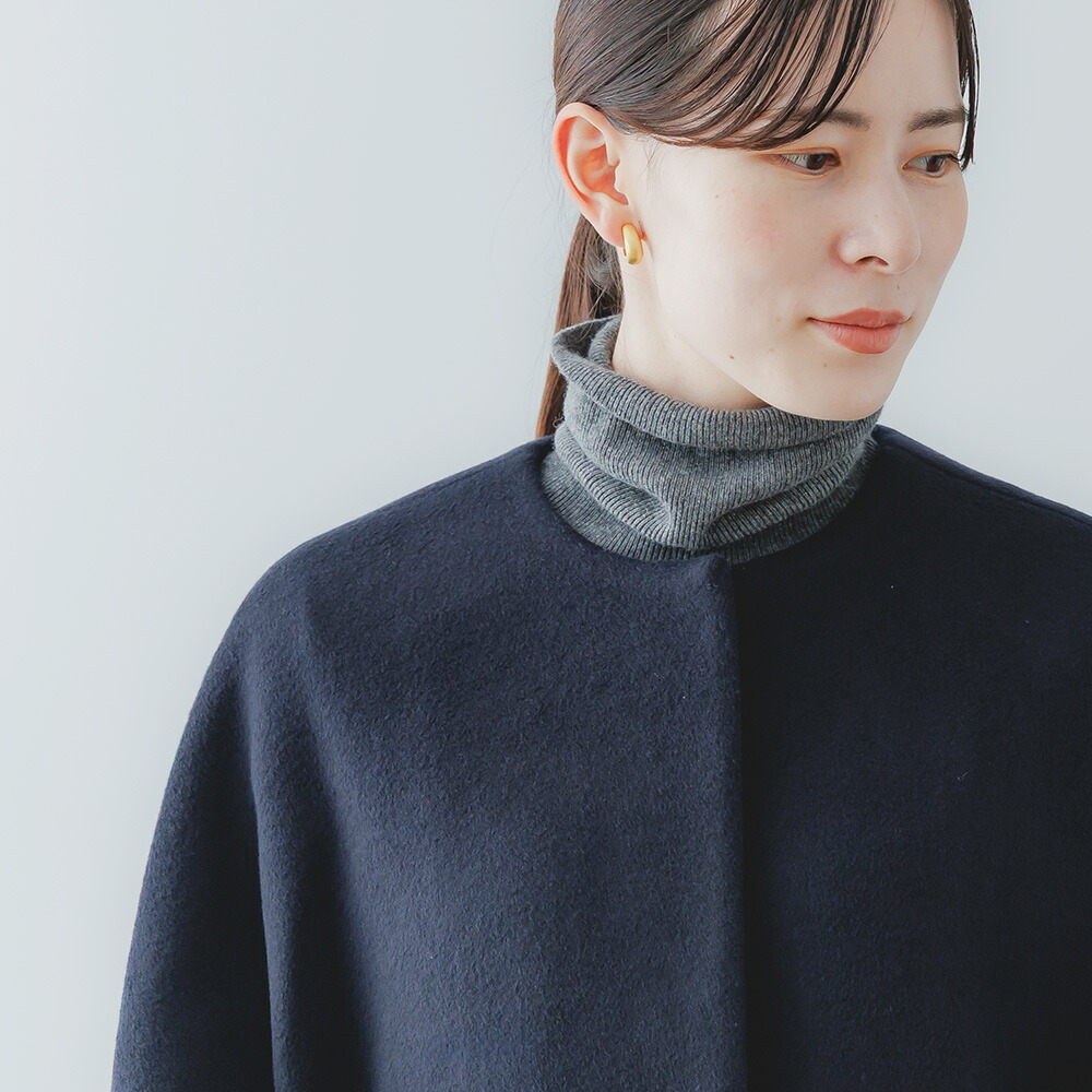 TICCA ティッカ ノーカラーワンピース ネイビー ウール ティッカ