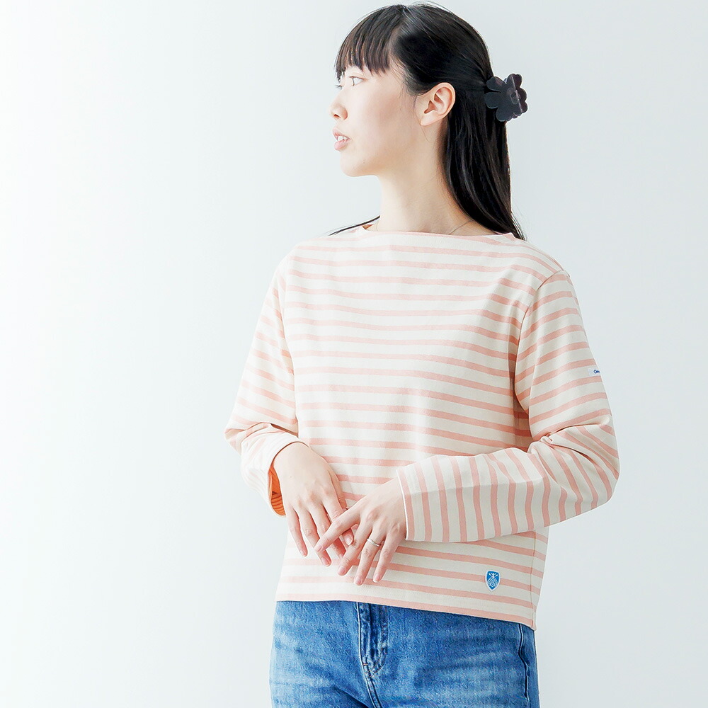 【美品】AUBERGE　ORLAND　長袖カットソー　Tシャツ　袖ポケ　42 ORCIVAL（オーシバル） カットソー レディース 長袖 ボーダー コットン