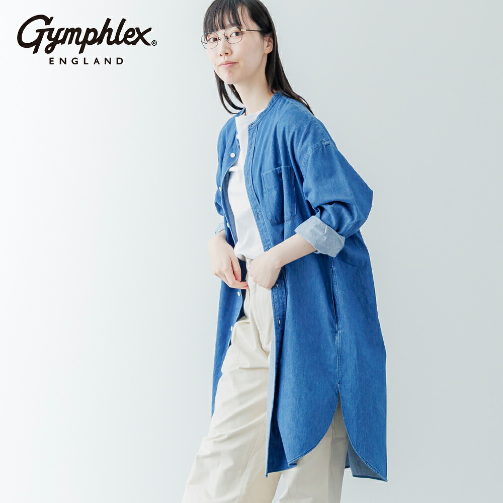 美品 エブール ジェームスコットン テントシルエットシャツワンピース◆ブルー GYMPHLEX（ジムフレックス） SALE 25％OFF ワンピース レディース