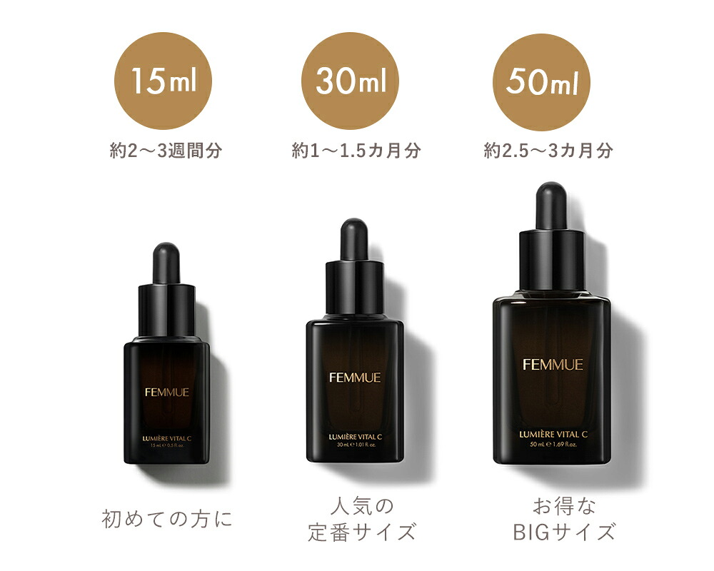 新品⭐︎BIGサイズ⭐︎FEMMUE ルミエールヴァイタルC 50ml 2個セット FEMMUE ファミュ ルミエール ヴァイタルC BIGサイズ 50ml 約2.5〜3ヶ月